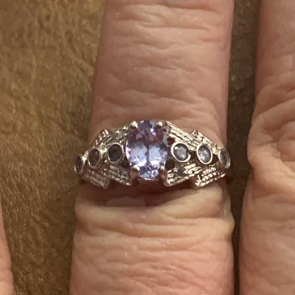 Genuine Natural Tanzanite Oval Cut Solitaire Sterling Silver 925 Ring Size 7 - Picture 11 of 12